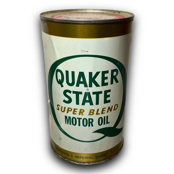 Vintage 1970s Quaker State Super Blend Motor Oil 10W-20W-30 Empty Metal Can 1qt - Picture 1 of 7